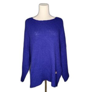 PURIFICACION GARCIA Sweater Mohair Blend Colbalt Blue Oversized S 3/4 Sleeve